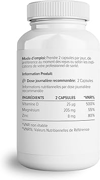 Complément alimentaire Complexe au Magnésium de Theonia à haute concentration 205 mg avec du zinc et de la vitamine D3 – Aide à la santé musculaire et osseuse - 60 gélules