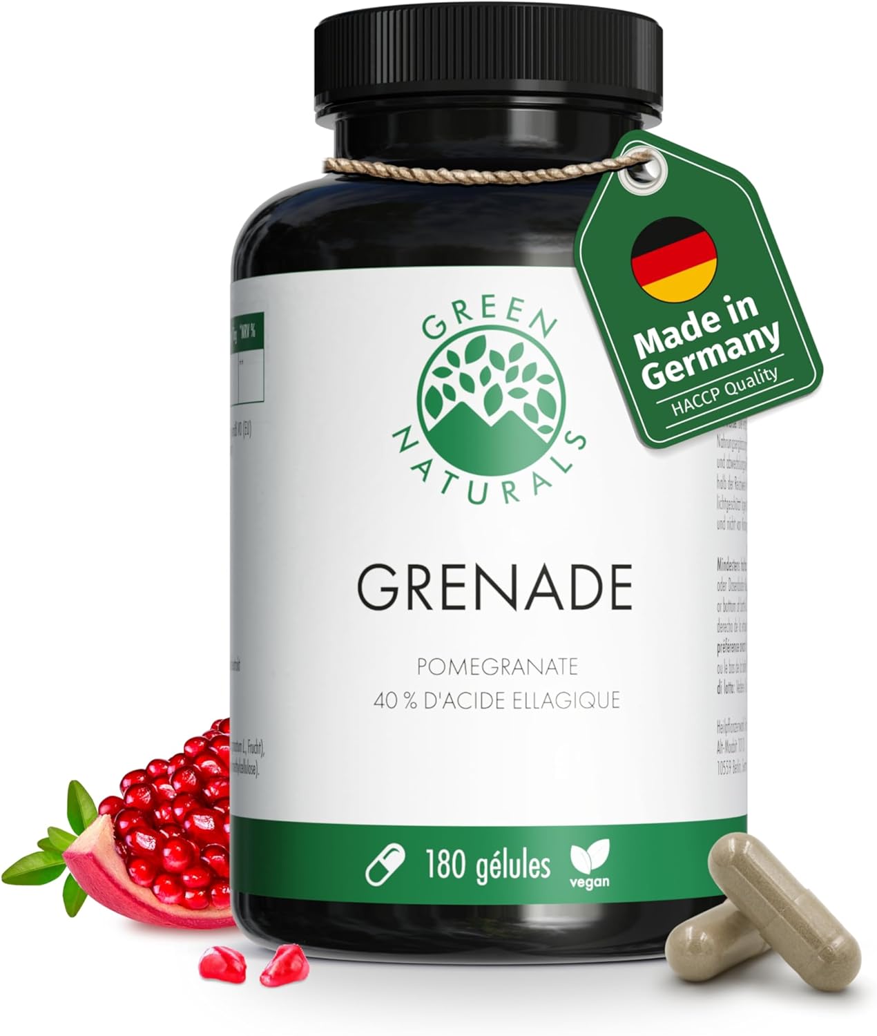 Extrait de Grenade - IMPORTANT: 50:1 extrait (=110.000mg) par dose journalière avec 40% d'acide ellagique - 100% Végétalien & Sans Additifs - Réserve pour 2 mois