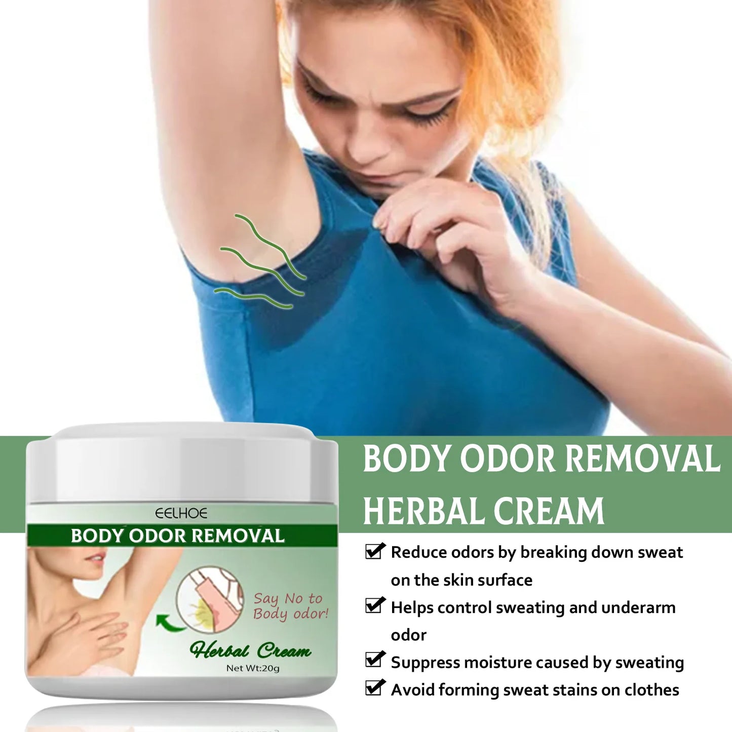Crème déodorante pour aisselles, élimine les mauvaises odeurs, élimine les odeurs corporelles, Anti-transpiration, rafraîchissant en profondeur, arôme durable, produit de soins pour la peau à base de plantes