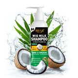 shampoing au lait Anti-frisottis, produit de soin capillaire adoucissant, perruque humaine et synthétique, nettoyage en profondeur, brillant hydratant, shampoing 2 en 1
