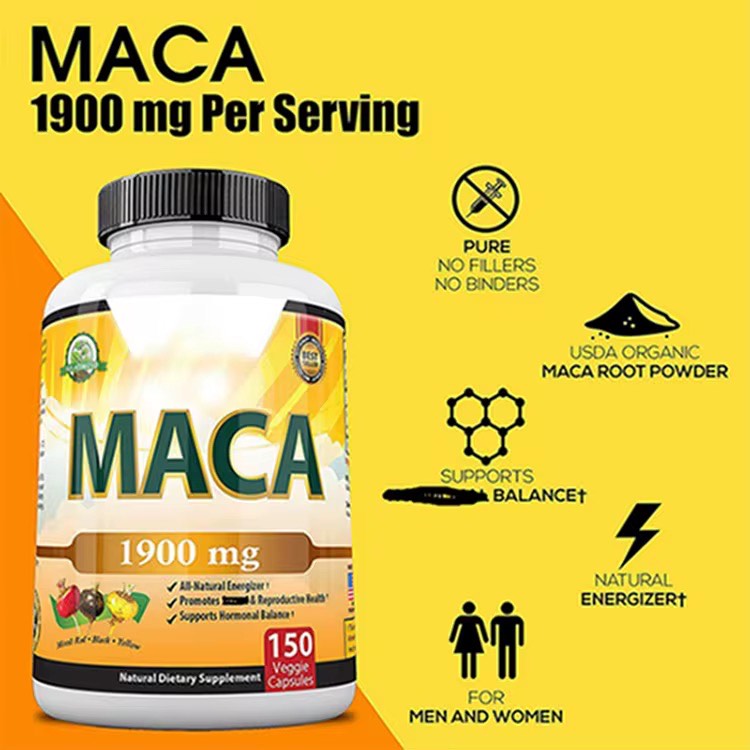 Capsules de racine de Maca 20000 mg Noir Rouge Jaune Couleur Commentaire Vital Utiliser des capsules de racine de Maca Adultes noirs similaires