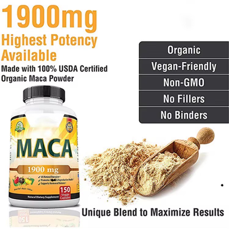 Capsules de racine de Maca 20000 mg Noir Rouge Jaune Couleur Commentaire Vital Utiliser des capsules de racine de Maca Adultes noirs similaires