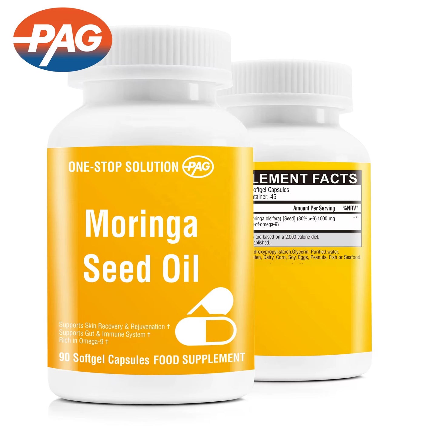 Supplément Marque Privée Supplément pour Femmes Soutien à la Santé de la Peau Récupération de la Peau Rajeunissement Huile de Graines de Moringa 1000Mg Capsule Gélule