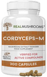 Capsules de Cordyceps Real Mushrooms - Supplément de performance à l'extrait de champignon Cordyceps pour l'énergie et le soutien immunitaire. Supplément végétalien, sans OGM, 120 capsules