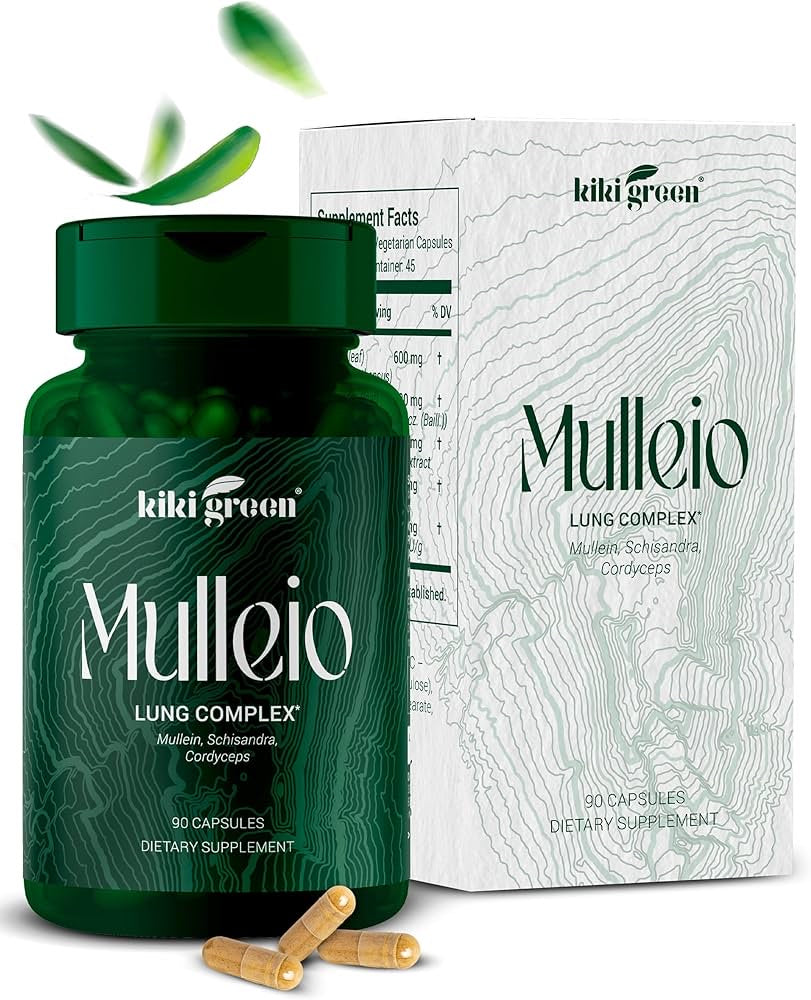 Capsules MULLEIO pour la santé pulmonaire, complément à base de plantes pour le nettoyage des poumons, l'amélioration de la fonction pulmonaire et le soutien respiratoire – Molène, Cordyceps,