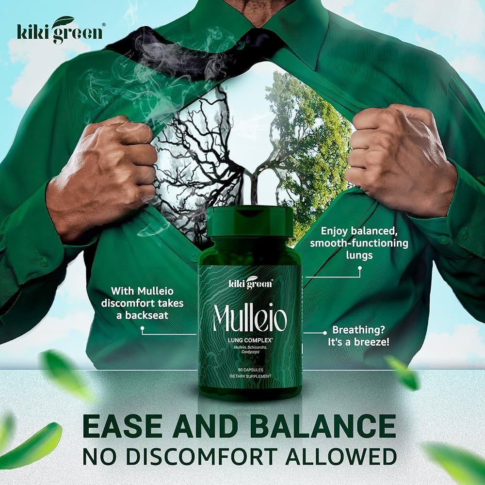 Capsules MULLEIO pour la santé pulmonaire, complément à base de plantes pour le nettoyage des poumons, l'amélioration de la fonction pulmonaire et le soutien respiratoire – Molène, Cordyceps,