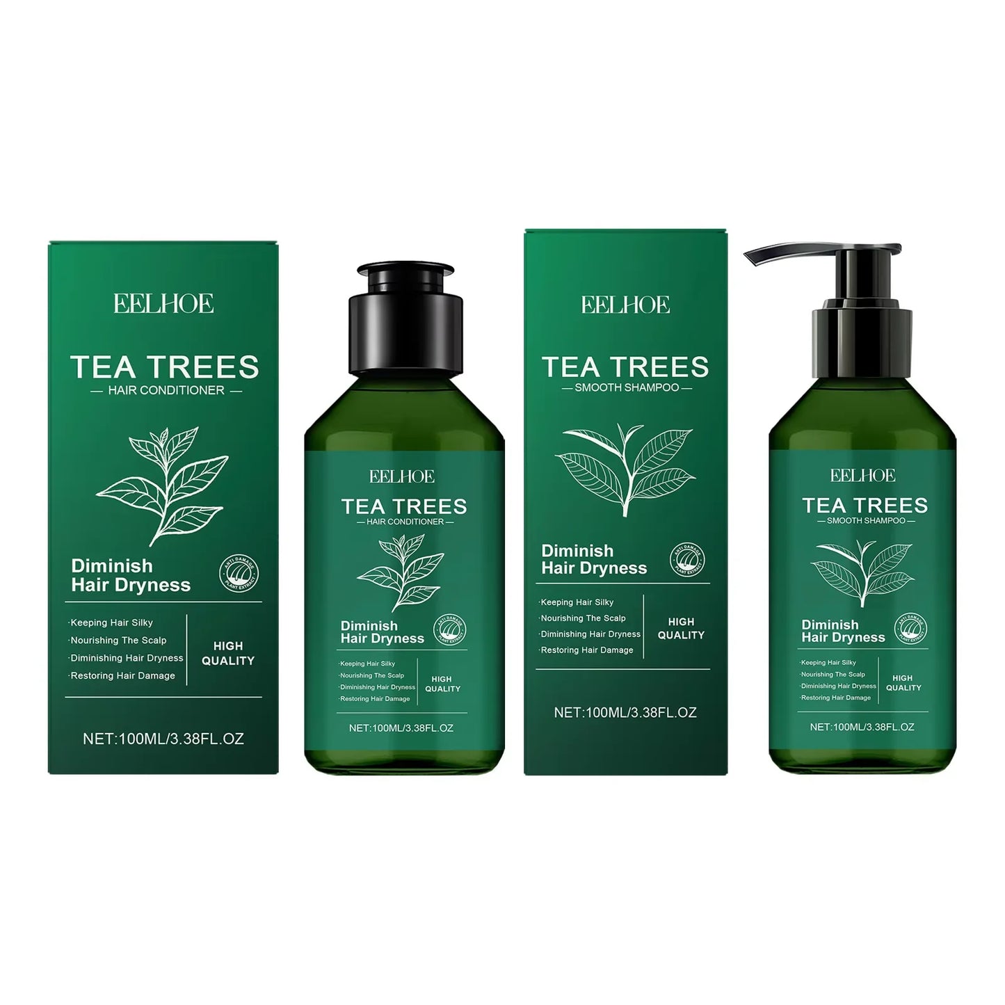 Ensemble de shampoing et après-shampooing, nettoyage en profondeur, hydratant, nourrissant, réparation, contrôle de l'huile sèche endommagée, soins capillaires pour arbre à thé