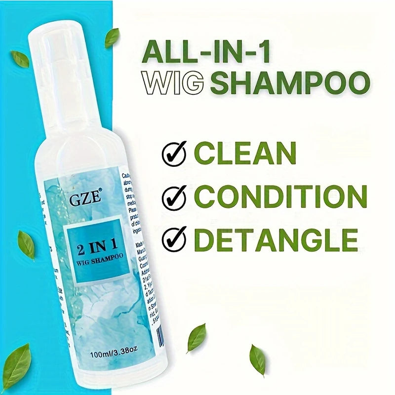 Shampoing pour perruque GZE 2 en 1 pour cheveux synthétiques, trempage et rinçage, nettoyage en profondeur, revitalise, hydrate