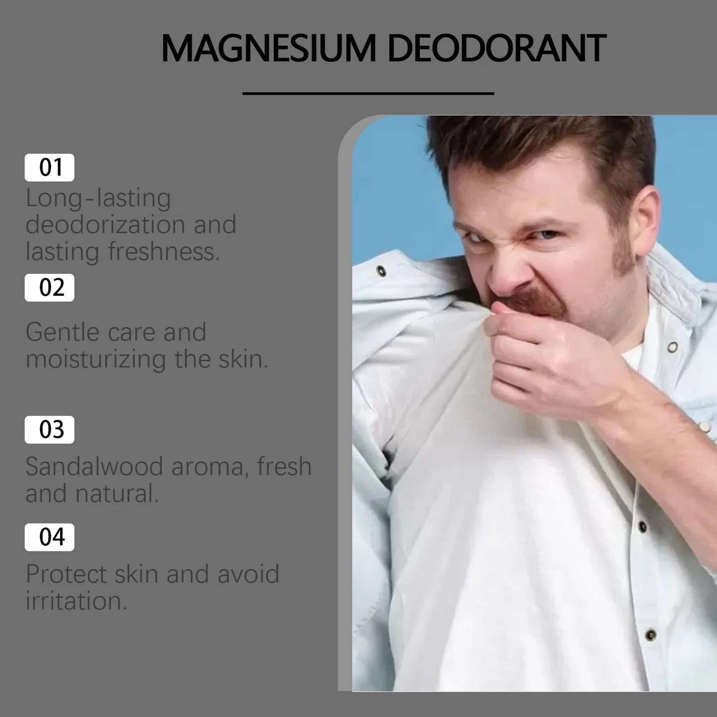 Bâton déodorant en bois de santal pour hommes, anti-transpirant pour nettoyer les aisselles, inhibe la crème d'élimination des odeurs corporelles, baume de parfum solide Portable pour femmes