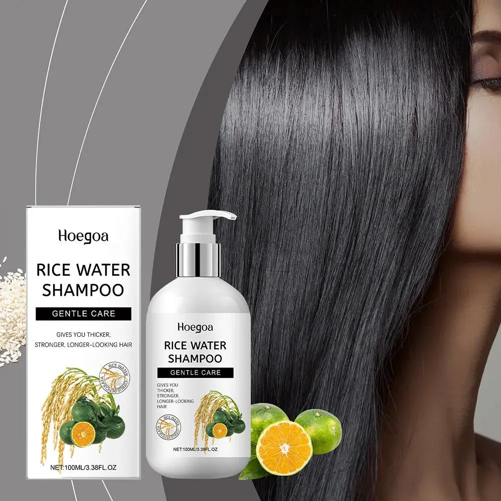 Shampoing au riz 100 ml-soin de nettoyage et de massage du cuir chevelu, hydratant pour cheveux doux, traitement capillaire nourrissant