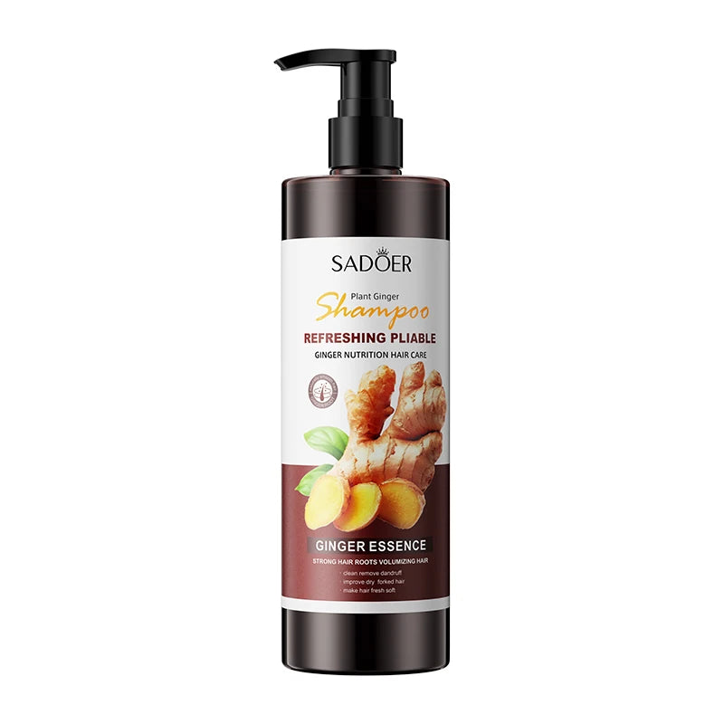 SADOER shampooing au gingembre pour cheveux gras du cuir chevelu rafraîchissant adoucissant nettoyant extrait de gingembre naturel shampooing volumateur de contrôle de l'huile