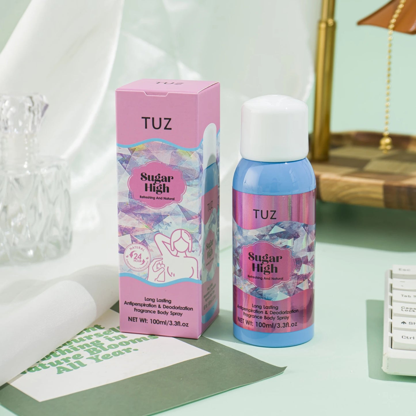 Spray corporel anti-transpiration et désodorisation longue durée, parfum fruité floral naturel doux, rafraîchir, 24 heures, 100ml