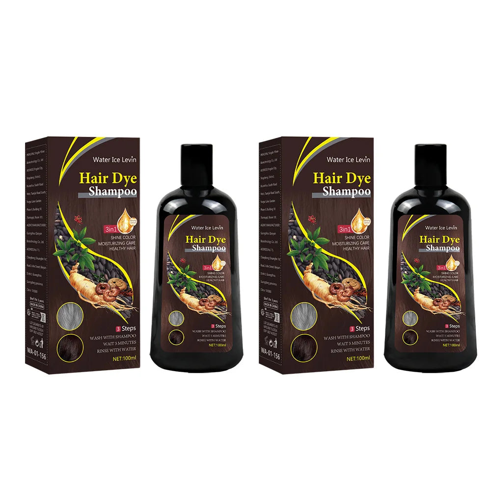 Nouveau shampooing de couleur de cheveux 3 en 1, fait instantané des cheveux de blanc au brun, manchon de protection de couleur de cheveux naturels pour femmes, 100ML