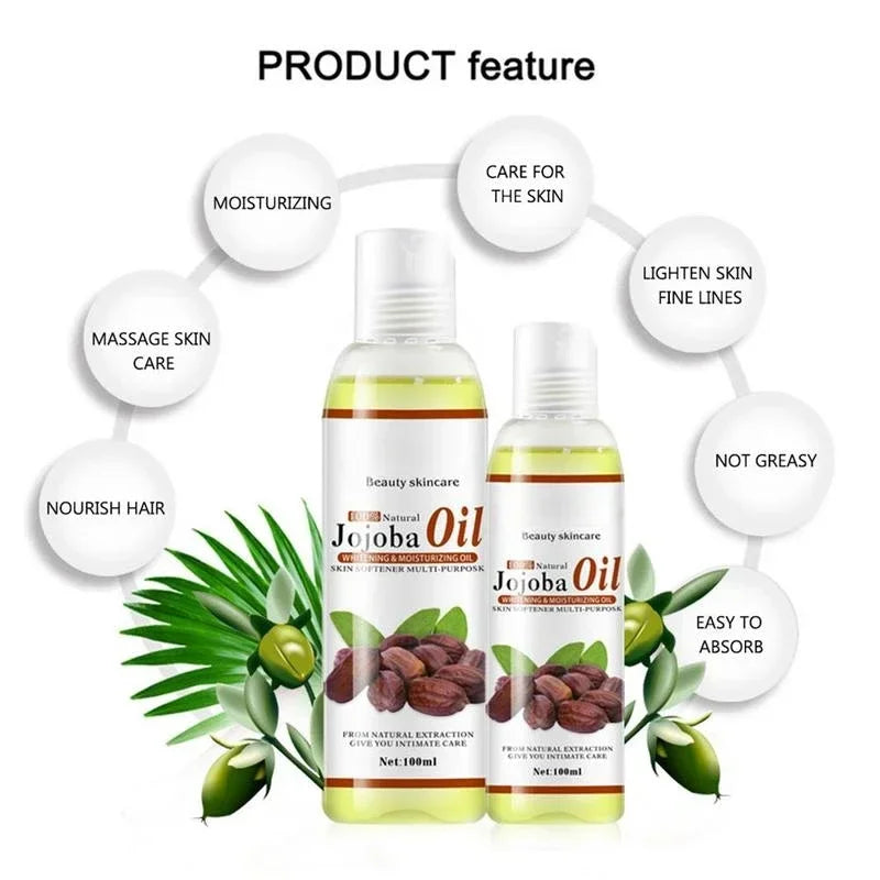 Huile de Jojoba organique naturelle de marque, 100ml, soins pour la peau, soulage le Stress, détend, hydrate, éclaircit, huile essentielle