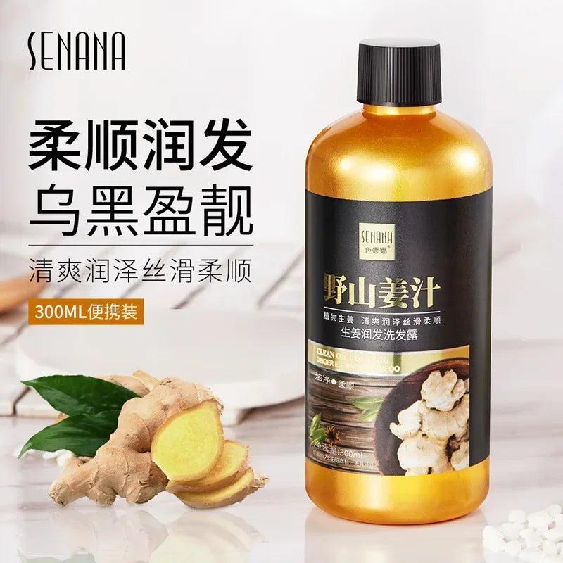 Shampoing pour cheveux au gingembre, contrôle de l'huile adoucissante, hydratant, nourrissant, réparateur