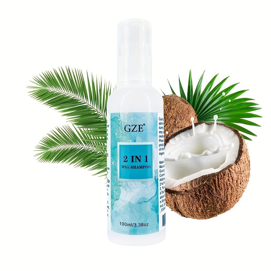 Shampoing pour perruque GZE 2 en 1 pour cheveux synthétiques, trempage et rinçage, nettoyage en profondeur, revitalise, hydrate