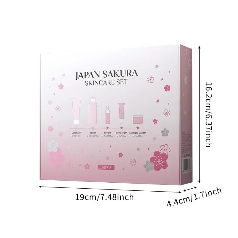 LAIKOU-Ensembles de soins de la peau Sakura, hydratant et réduisant les ridules, nettoyant les pores, produit coréen, ensemble de soins de la peau, 5 pièces
