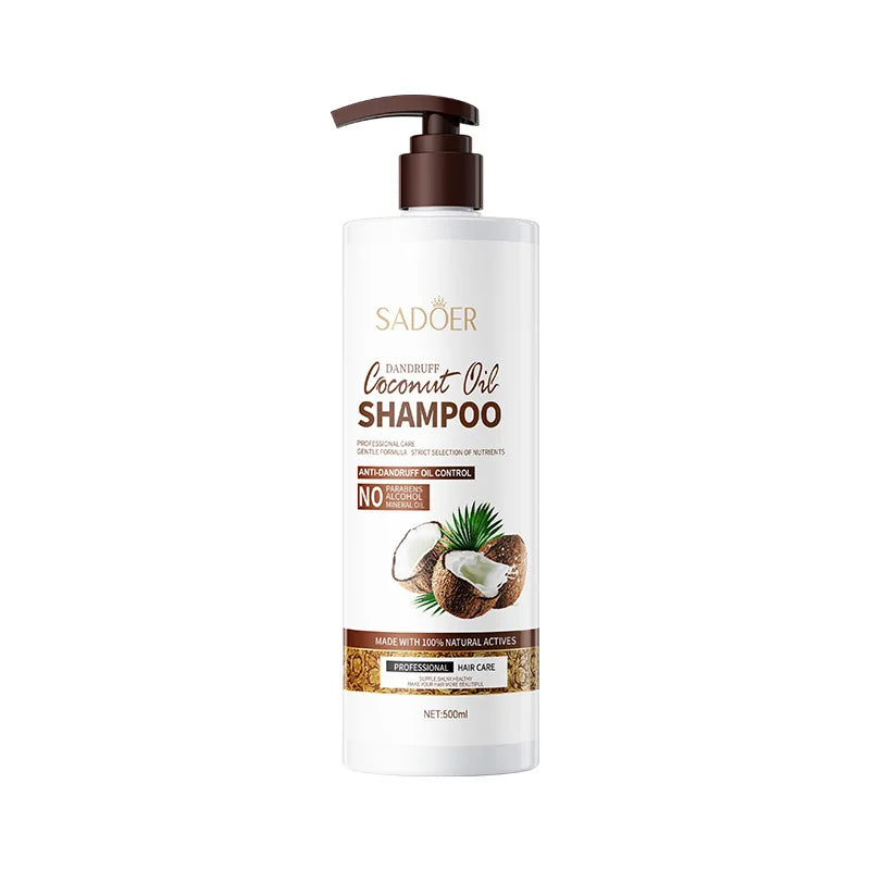 SADOER Shampoing à la noix de coco 500 ml Nettoyant aux acides aminés pour cuir chevelu gras, lavage capillaire rafraîchissant et hydratant, formule sans sulfate et végétalienne