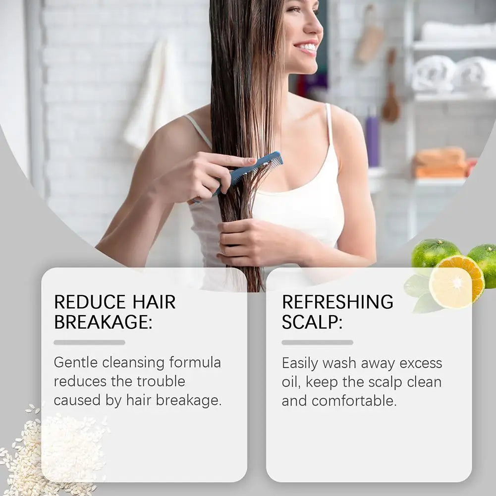 Shampoing au riz 100 ml-soin de nettoyage et de massage du cuir chevelu, hydratant pour cheveux doux, traitement capillaire nourrissant
