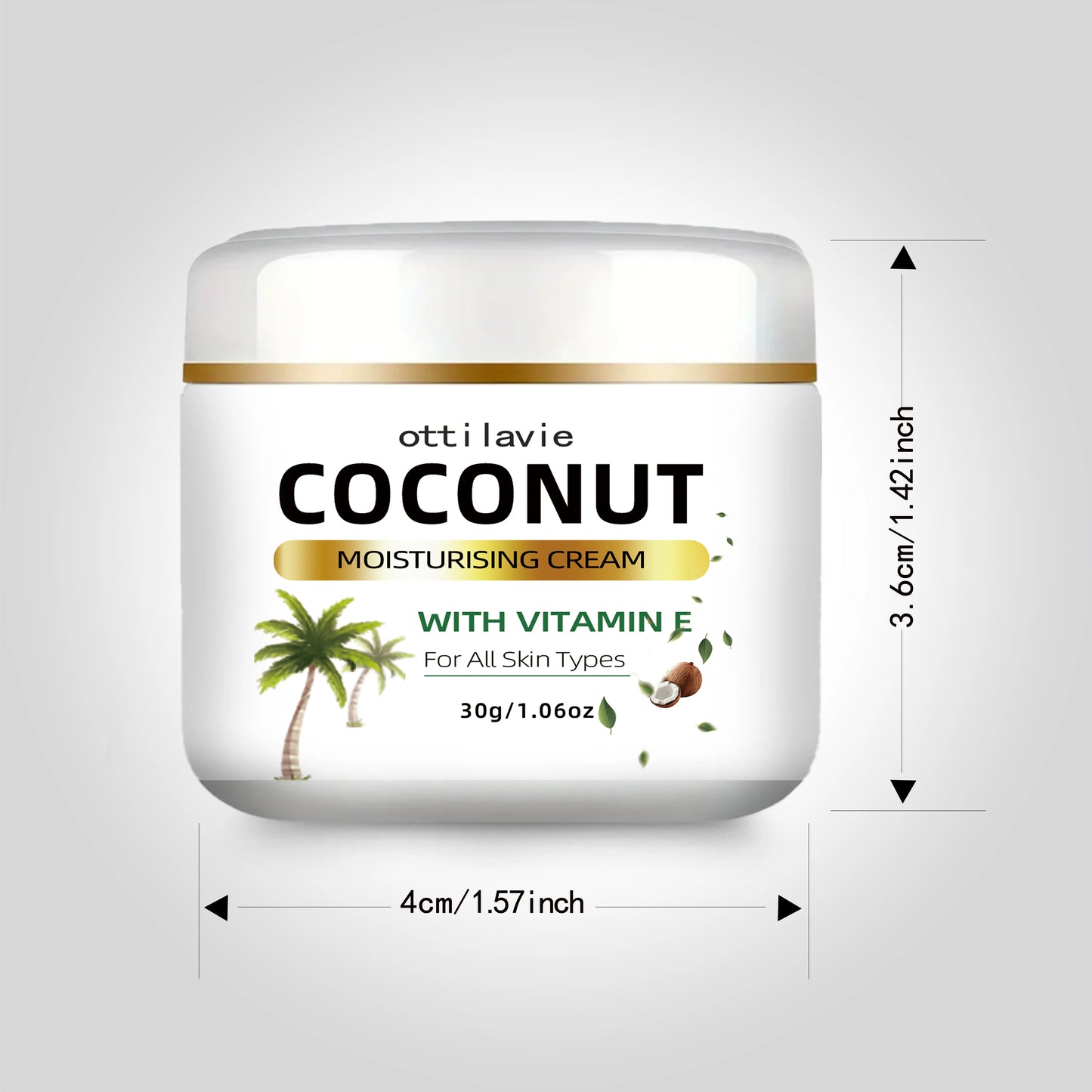 Crème hydratante de noix de coco 24 heures à la vitamine E + collagène | Hypoallergénique et tous types de peau | Extrait de noix de coco nourrissant