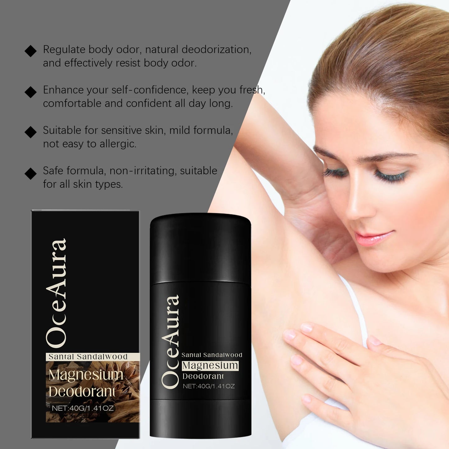 Bâton déodorant en bois de santal pour hommes, anti-transpirant pour nettoyer les aisselles, inhibe la crème d'élimination des odeurs corporelles, baume de parfum solide Portable pour femmes