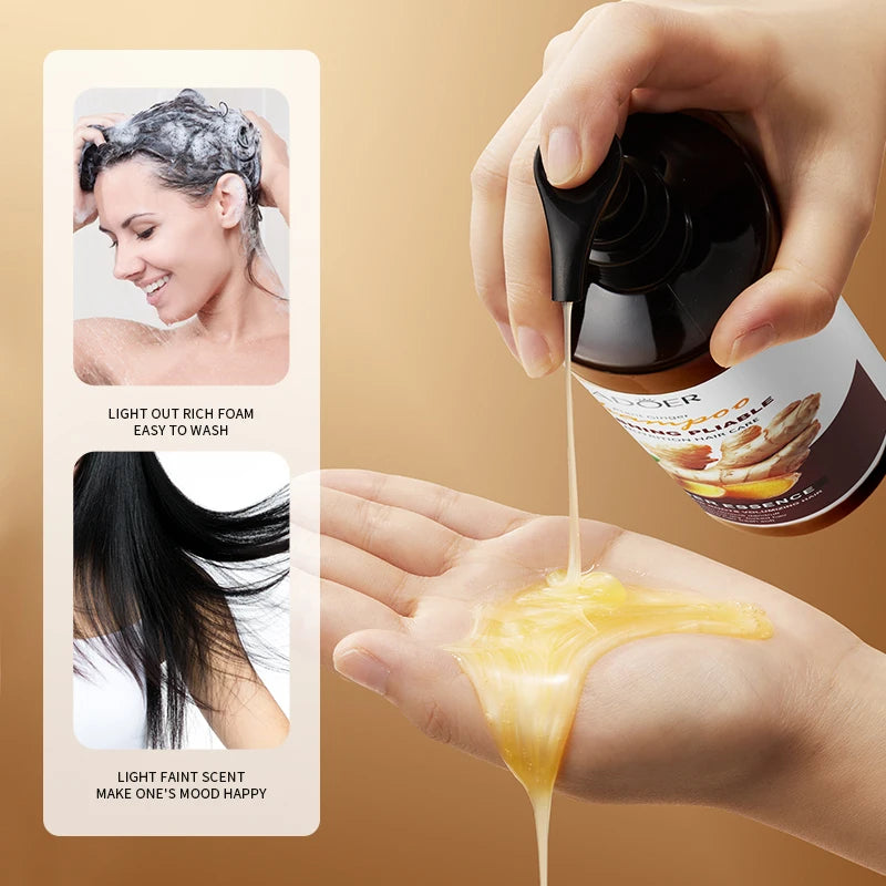 SADOER shampooing au gingembre pour cheveux gras du cuir chevelu rafraîchissant adoucissant nettoyant extrait de gingembre naturel shampooing volumateur de contrôle de l'huile