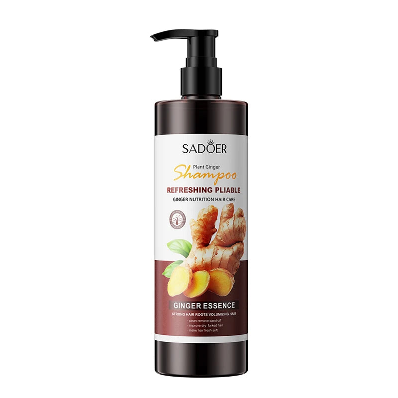 SADOER shampooing au gingembre pour cheveux gras du cuir chevelu rafraîchissant adoucissant nettoyant extrait de gingembre naturel shampooing volumateur de contrôle de l'huile
