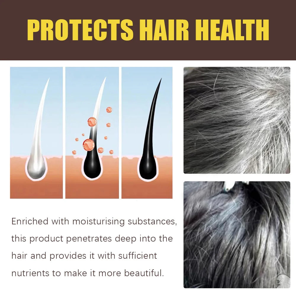 Nouveau shampooing de couleur de cheveux 3 en 1, fait instantané des cheveux de blanc au brun, manchon de protection de couleur de cheveux naturels pour femmes, 100ML