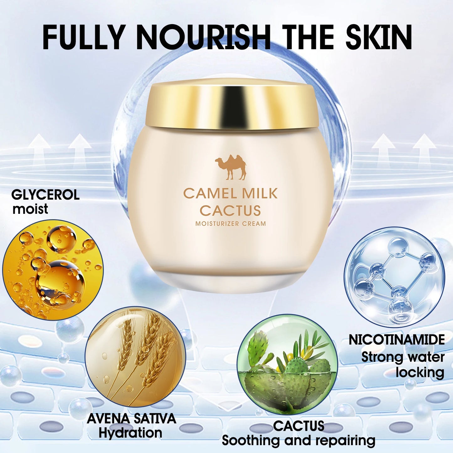Crème Miracle hydratante au lait de chameau, 130g, raffermit et nourrit la peau, hydratant tout-en-un