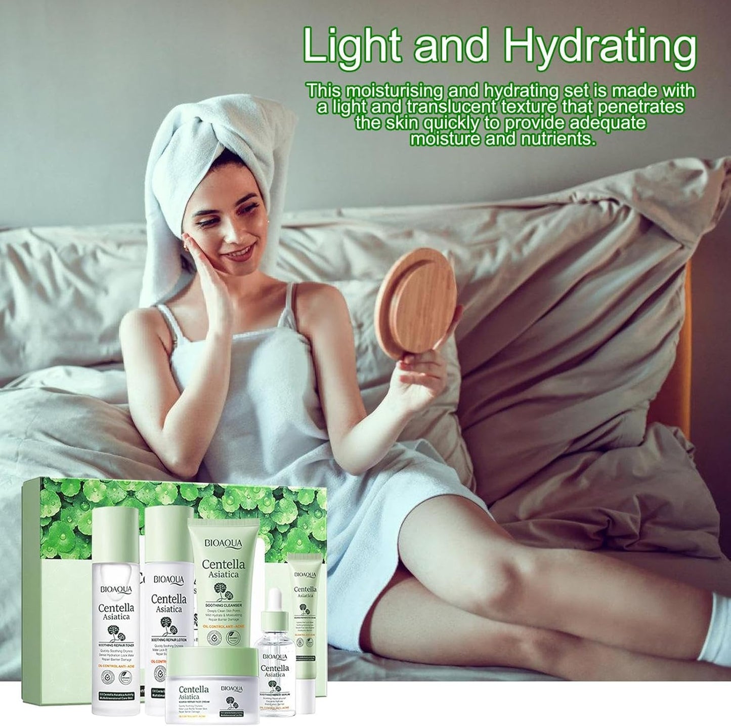 soins du visage | Soin visage hydratant nourrissant Centella Asiatica,Ensemble apaisant réparation la peau avec toner, essence, lotion, crème pour le visage,