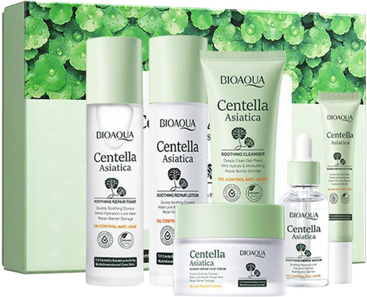 soins du visage | Soin visage hydratant nourrissant Centella Asiatica,Ensemble apaisant réparation la peau avec toner, essence, lotion, crème pour le visage,