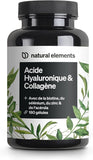 Collagene et Acide Hyaluronique – 180 gélules – Enrichi en Vitamine C, Biotine, Zinc & Sélénium – 1000mg de Collagène – Testé en Laboratoire, Hautement Dosé & Sans Additifs