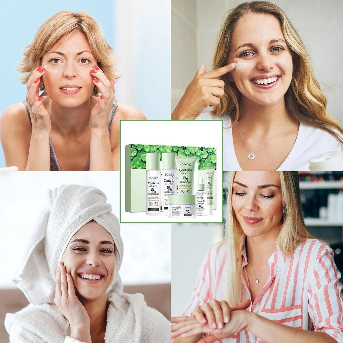 soins du visage | Soin visage hydratant nourrissant Centella Asiatica,Ensemble apaisant réparation la peau avec toner, essence, lotion, crème pour le visage,