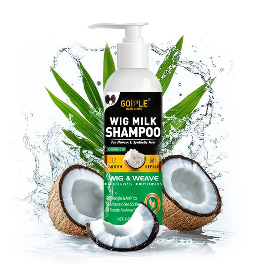shampoing au lait Anti-frisottis, produit de soin capillaire adoucissant, perruque humaine et synthétique, nettoyage en profondeur, brillant hydratant, shampoing 2 en 1