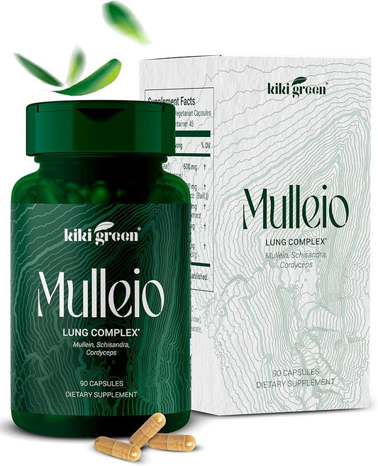 Capsules MULLEIO pour la santé pulmonaire, complément à base de plantes pour le nettoyage des poumons, l'amélioration de la fonction pulmonaire et le soutien respiratoire – Molène, Cordyceps,