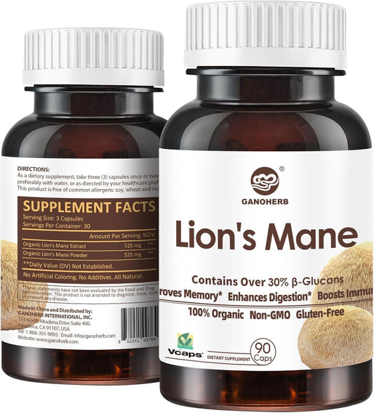 Lions Mane Supplement Capsules 6300mg, 11:1 Powerful Nootropic Mushroom Extract Brain Supplements for Memory and Focus, Cognitive and Immune Support Supplement, 90 Vegan Capsules
