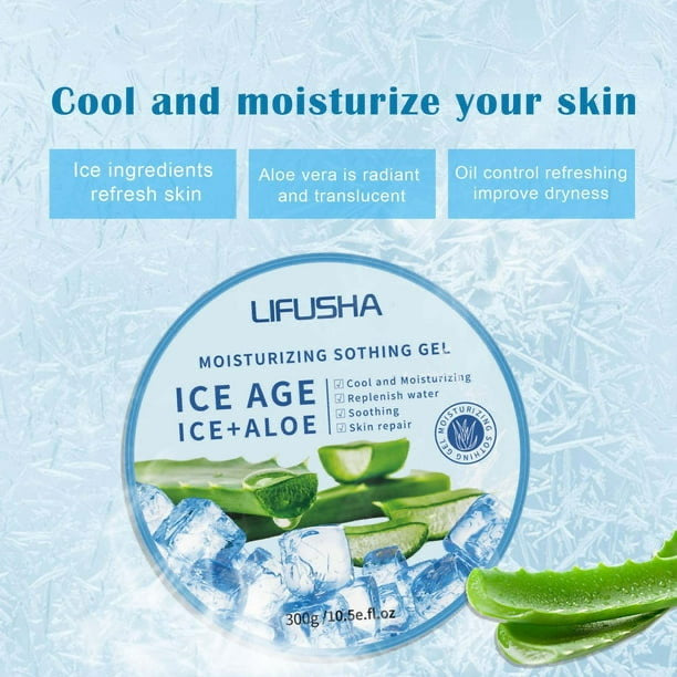 Gelée glacée à 99 % d'aloe vera LIFUSHA Gel hydratant apaisant en profondeur Gel hydratant rafraîchissant et éclaircissant