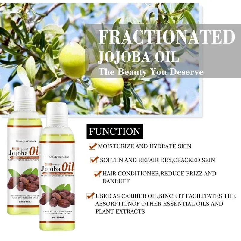 Huile de Jojoba organique naturelle de marque, 100ml, soins pour la peau, soulage le Stress, détend, hydrate, éclaircit, huile essentielle