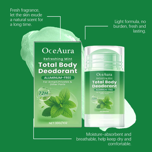 Bâton déodorant corporel à la menthe, élimine les odeurs des aisselles, élimine les odeurs, contrôle de la transpiration, arôme persistant, bâton anti-transpirant rafraîchissant