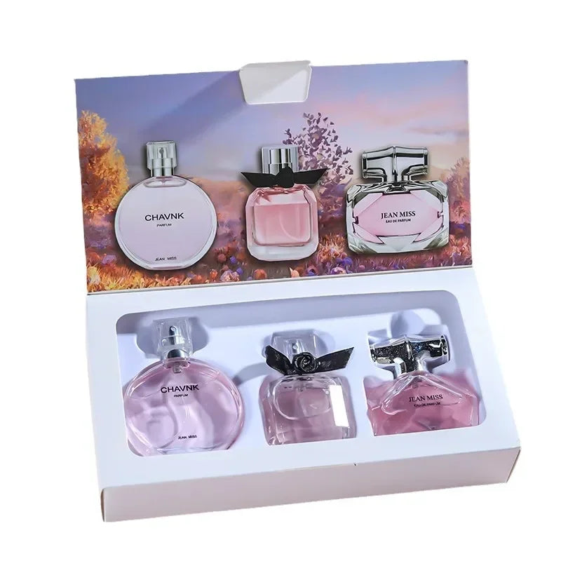 Coffret cadeau d'eau de parfum pour femme, parfum frais et léger, parfum floral fruité, notes chypre, longue durée, vaporisateur féminin, 90ml, 30ml x 3 pièces