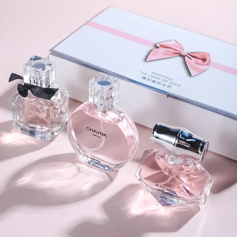Coffret cadeau d'eau de parfum pour femme, parfum frais et léger, parfum floral fruité, notes chypre, longue durée, vaporisateur féminin, 90ml, 30ml x 3 pièces