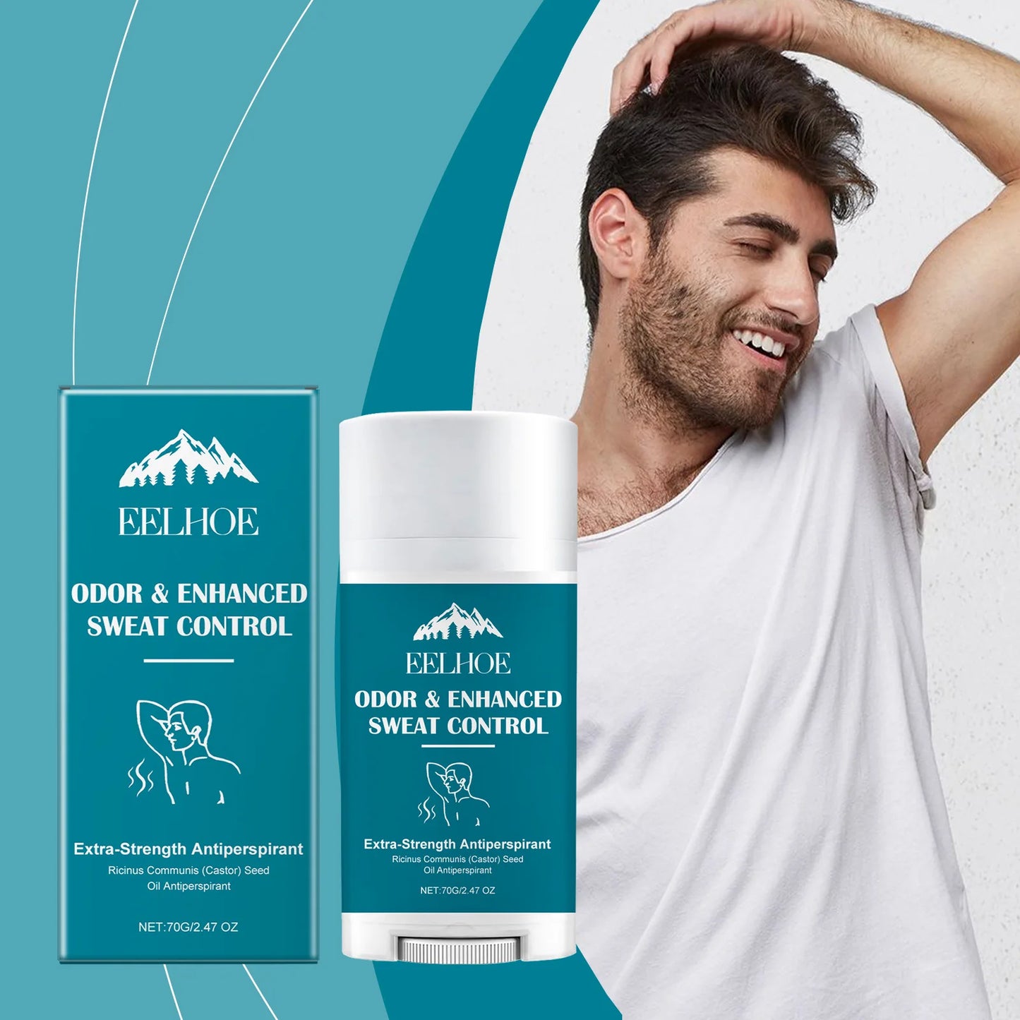 Déodorant anti-transpirant pour hommes, élimination des odeurs des aisselles, vitamine E, élimination des odeurs corporelles, parfum durable, bâton 70g