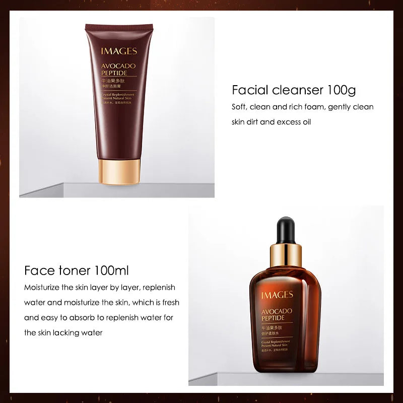5 pièces/ensemble IMAGES avocat ensembles de soins de la peau crème hydratante pour le visage sérum nettoyant pour le visage crème pour les yeux produits de soins de la peau