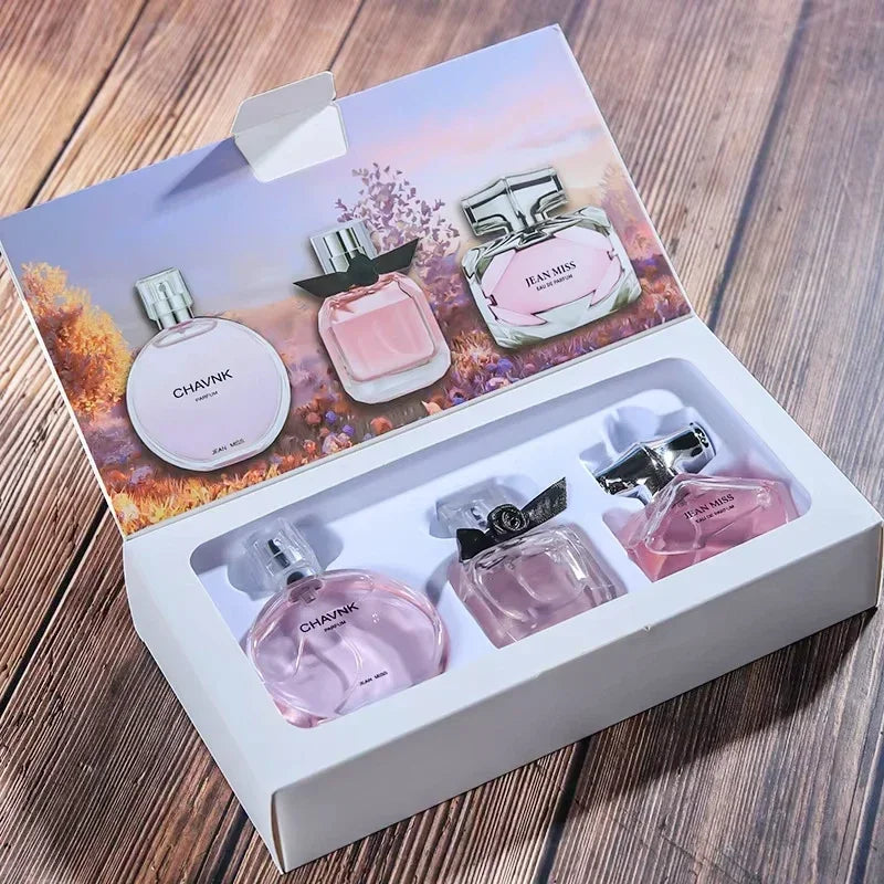 Coffret cadeau d'eau de parfum pour femme, parfum frais et léger, parfum floral fruité, notes chypre, longue durée, vaporisateur féminin, 90ml, 30ml x 3 pièces
