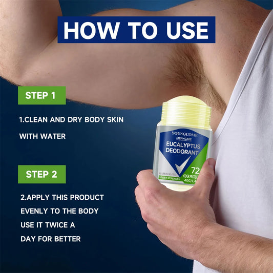Déodorant pour hommes, bouteille à rouler, réduit la transpiration, dissolvant d'odeurs, aisselles, corps, bâton déodorant, séchage rapide, durable, rafraîchissant Portable
