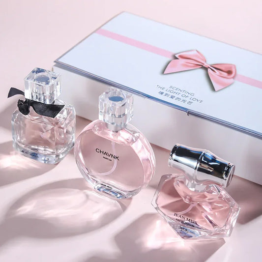 90ML (30ml x 3 pièces) Eau De Parfum boîte-cadeau Feminino Spray frais léger parfum Floral fruité Chypre Notes longue durée femmes ensemble De Parfums
