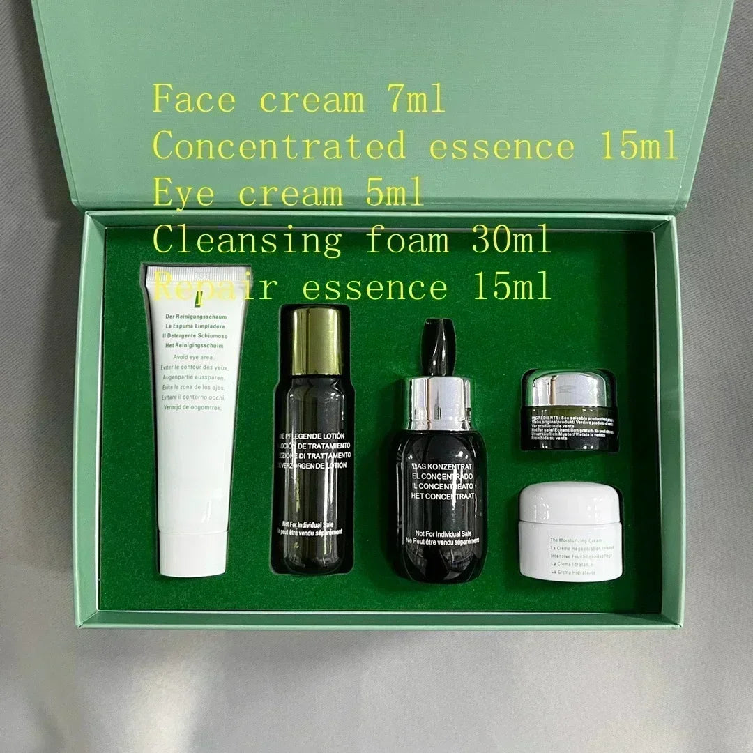 5 pièces ensemble de soins de la peau réparateur crème pour les yeux/crème pour le visage/Essence eau/masque/nettoyant hydrater et éclaircir ensemble de voyage fin bm