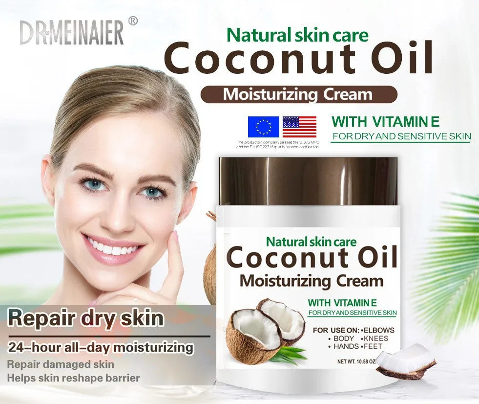 Huile de noix de coco naturelle biologique, 300g/10,58 fl.oz, réparation pressée à froid, peau sèche, soins capillaires, Massage corporel, crème hydratante