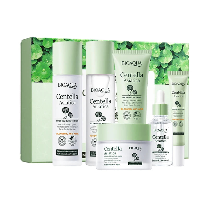 Centella asiatica ensemble de soins de la peau apaisant contrôle de l'huile estompe les ridules crème hydratante Anti-rides réparation visage soin ensemble boîte