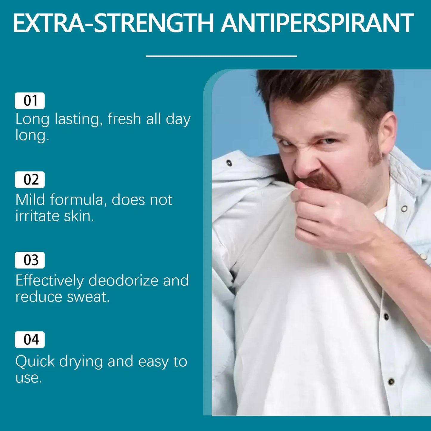 Déodorant anti-transpirant pour hommes, élimination des odeurs des aisselles, vitamine E, élimination des odeurs corporelles, parfum durable, bâton 70g